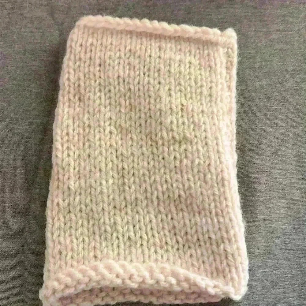 Fingerless Gloves wrist warmers beige with flowers Warm HandCrafted OSFM - Picture 5 of 7